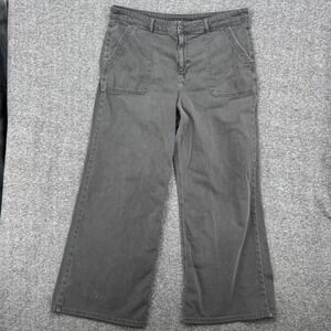 American Eagle Womens Wide Leg Utility Pants Charcoal Gray Size 20 Stretch